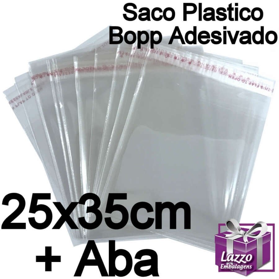 saco plastico transparente adesivado 25x35 cm