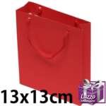 (S13) Pct c/10 Sacolas de Papel 13x13cm Vermelha