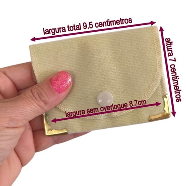 10 Envelopinhos de Veludo Bege 7x9cm-004