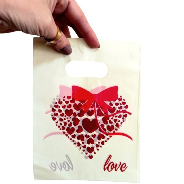 100 Sacolinha Plastica 15x20cm Love Creme