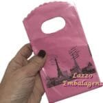 100 Sacolinha Plastica 08X13Cm Paris Rosa