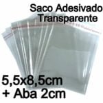 Saco Adesivado 05,5X08,5Cm +Aba 100Pçs