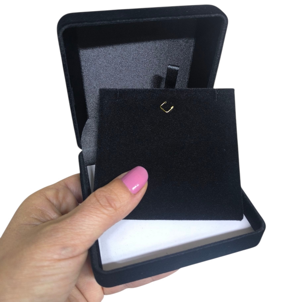 Estojo De Veludo Preto 8X8Cm Universal/Conjunto