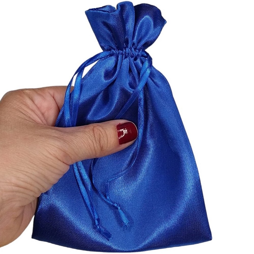10 Sacos de Cetim azul royal 10x15cm lazzo embalagens para joias