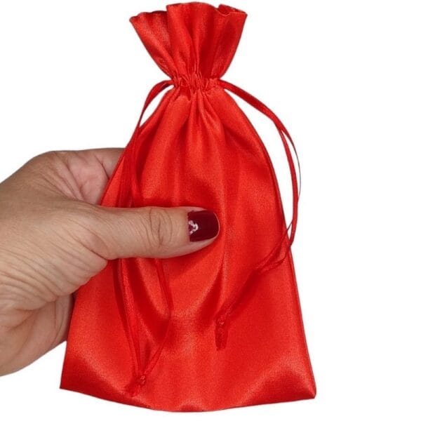 10 Sacos de Cetim vermelho 10x15cm lazzo embalagens para joias