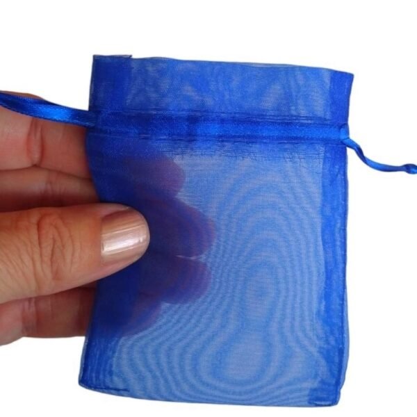 10 Sacos de Organza 6x8cm Azul Royal Lazzo Atacado de embalagens para Joias.46