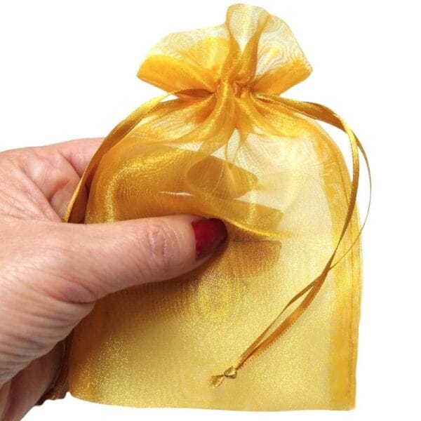 10 Sacos de Organza 10x15cm Ouro Velho