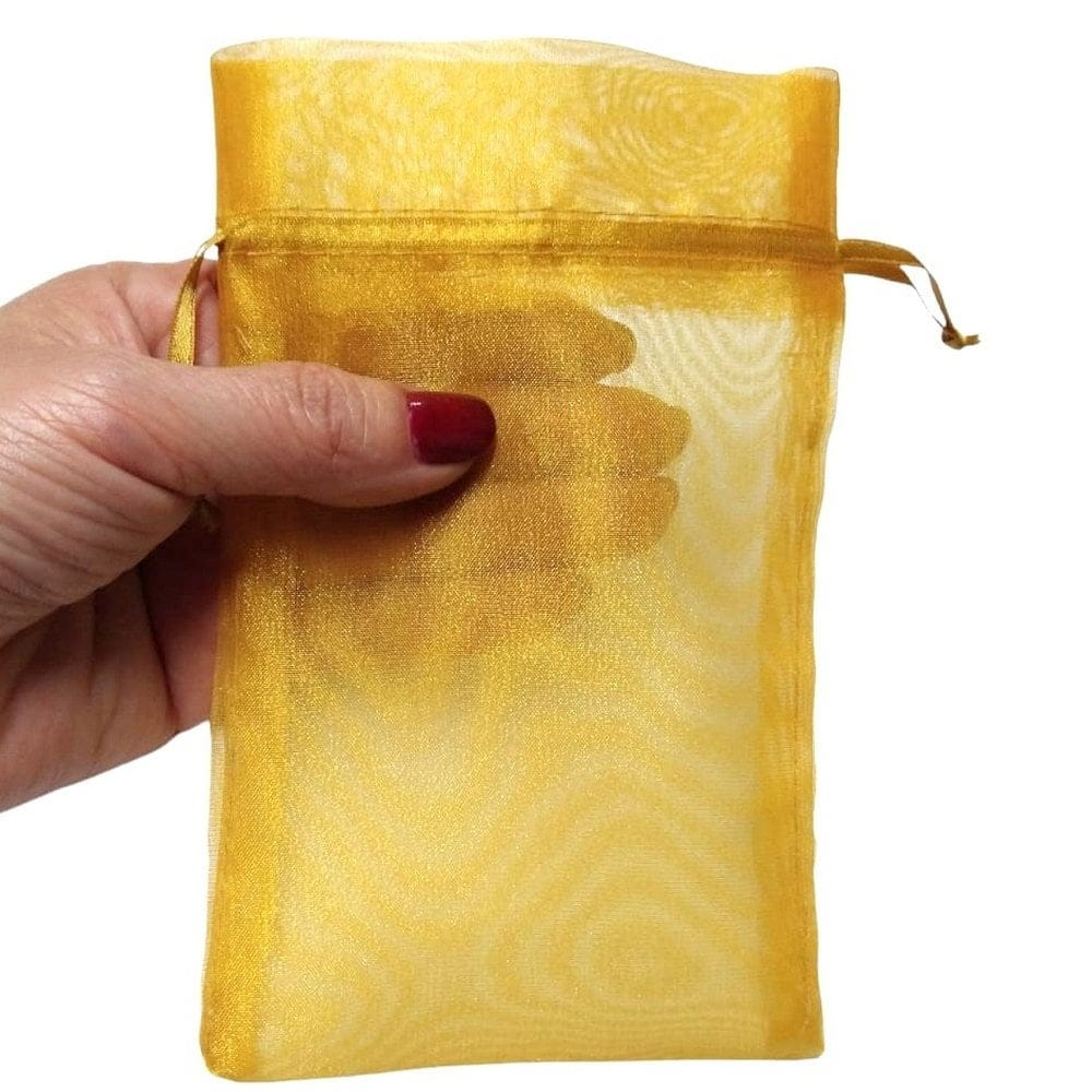 10 Sacos de Organza 10x15cm Ouro Velho