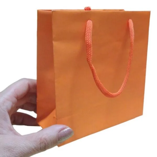 Sacolas de Papel 13x13cm Laranja –10pcs Atacado Lazzo Embalagens para Joias.23