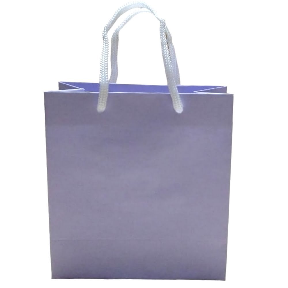 Sacolas de Papel 13x13cm Lilas - 10pçs Tamanho intermediário, ideal para colares e braceletes. medida da sacolinha 13,5X13X6cm Alça em Cordão branco Produto Nacional