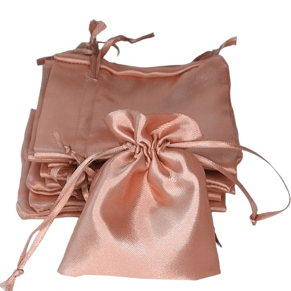 10 Sacos De Cetim Rose Gold 07X09Cm