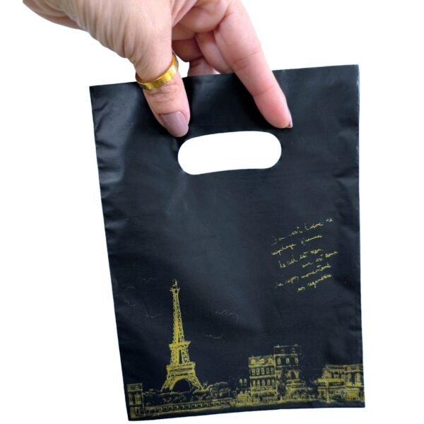 100 Sacolinha Plastica 15x20cm Paris Black-001