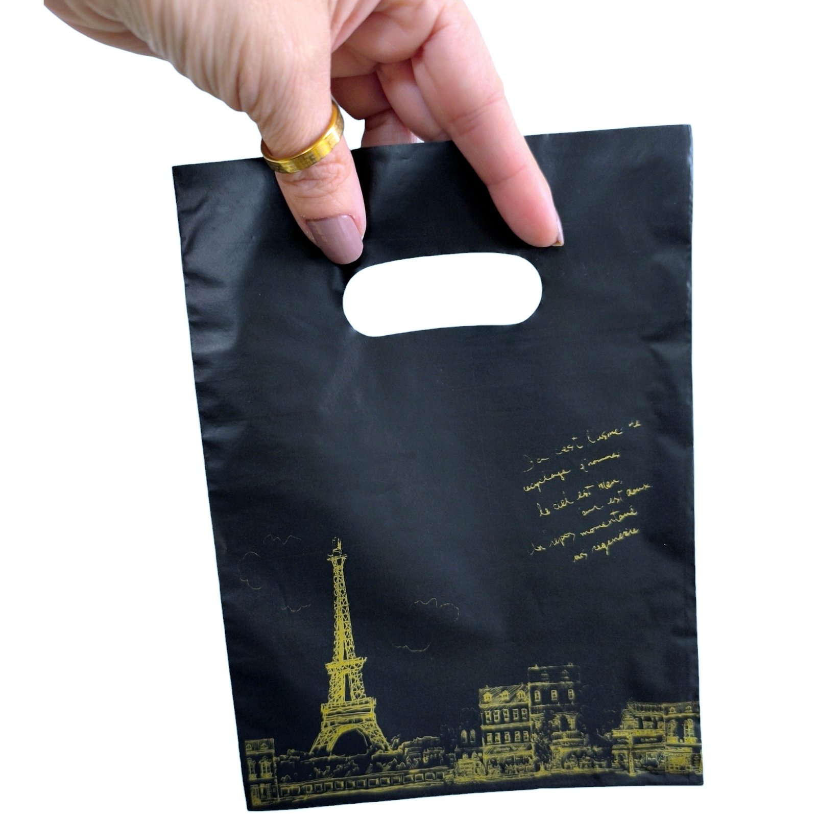 100 Sacolinha Plastica 15X20Cm Paris Black-001