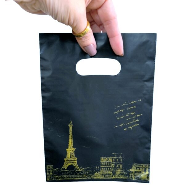 100 Sacolinha Plastica 15x20cm Paris Black