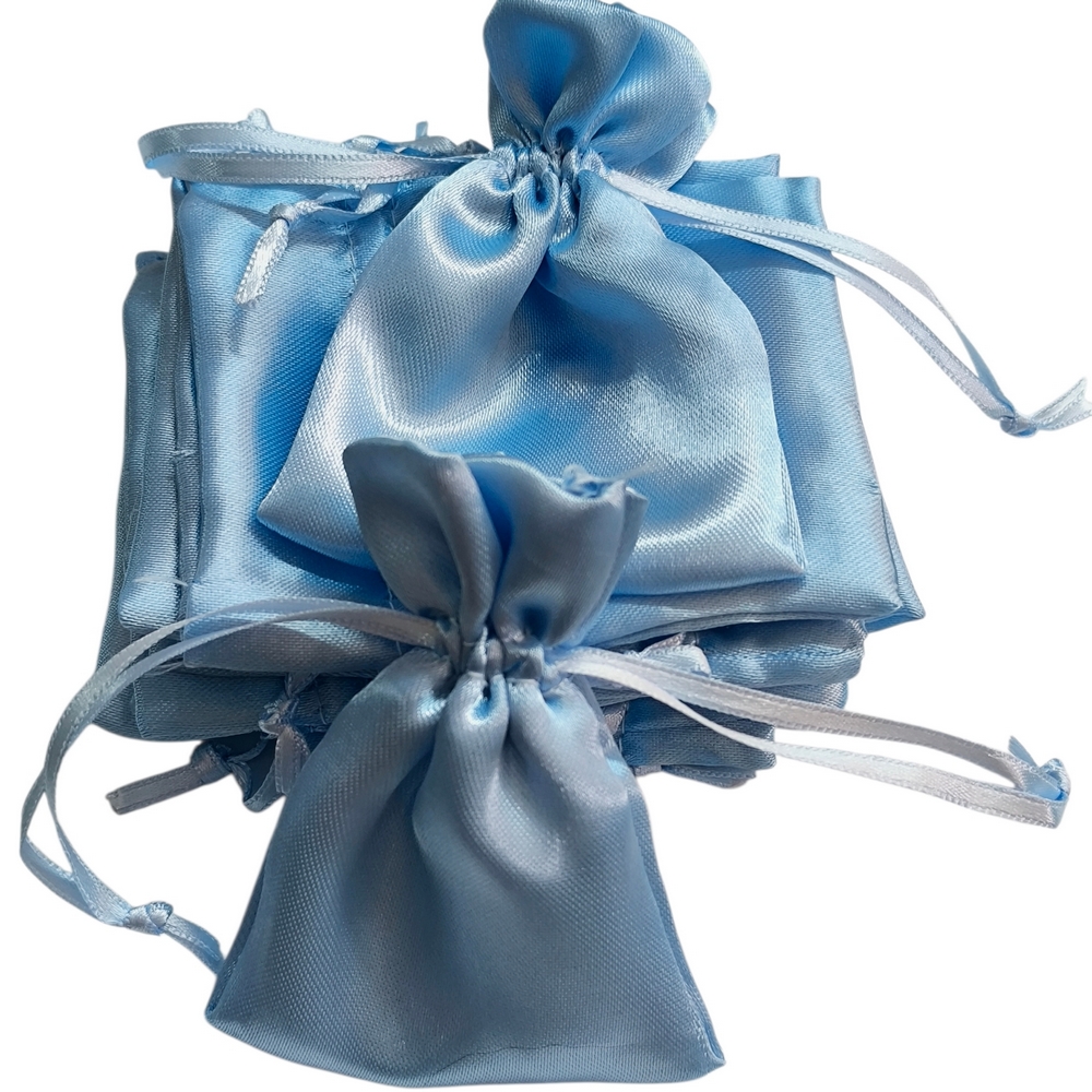 100 Sacos de Cetim Azul Claro 06X08cm-005