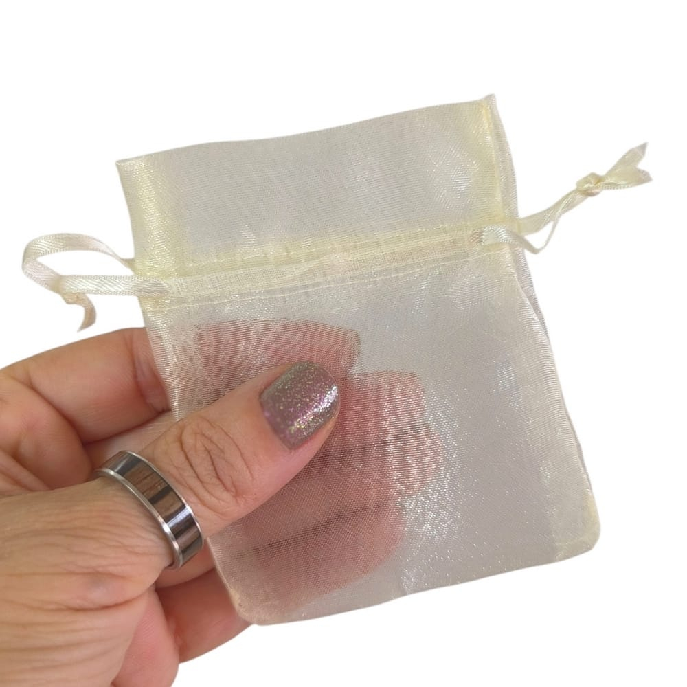 100 Sacos de Organza 06x08cm Amarelo Bebe-002