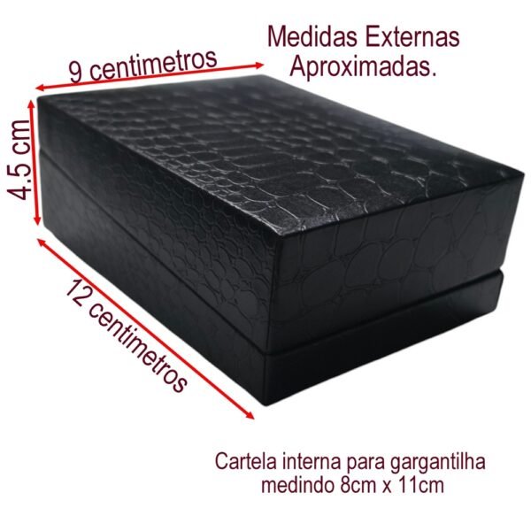 Estojo Papel Croco Preto para Gargantilha