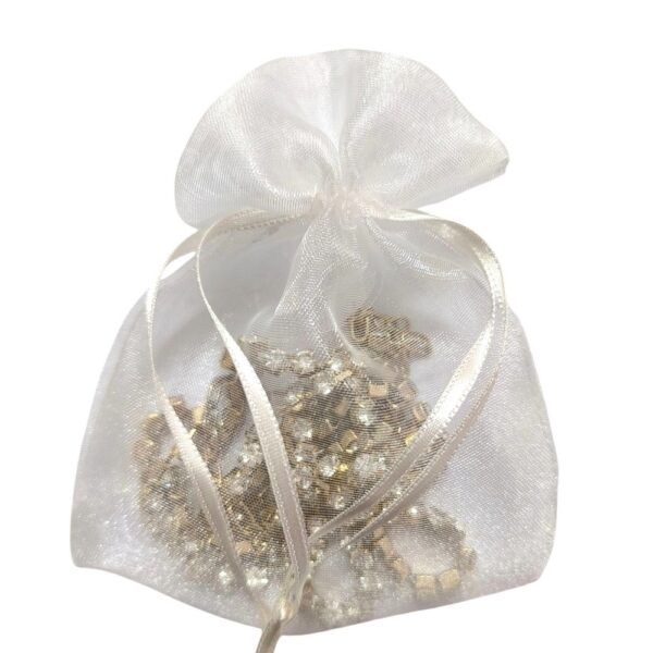 100 Sacos de Organza 08X10cm Branco fita Marfim