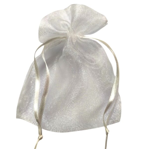 100 Sacos de Organza 08X10cm Branco fita Marfim