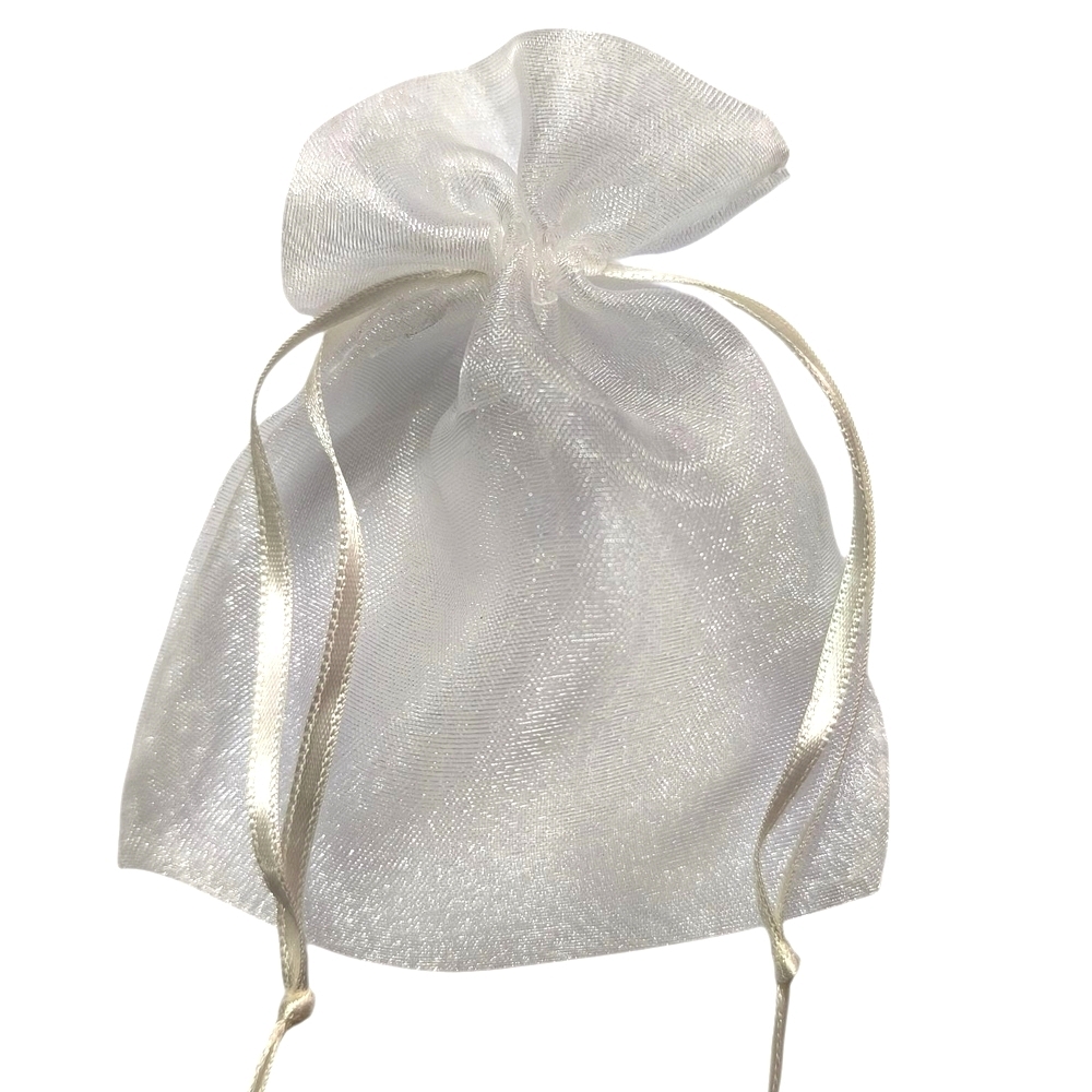 Lazzo Embalagens 100 Sacos De Organza 08X10Cm Branco Fita Marfim