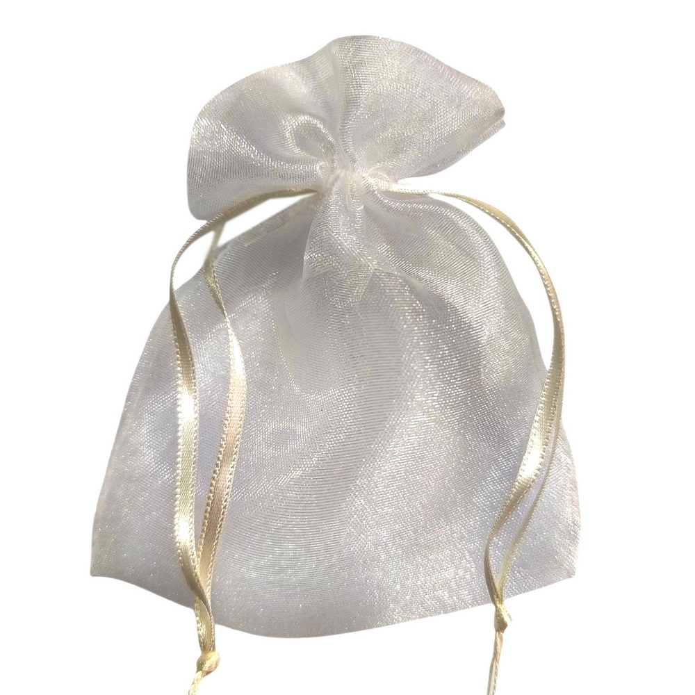 Lazzo Embalagens 100 Sacos De Organza 08X10Cm Branco Fita Marfim