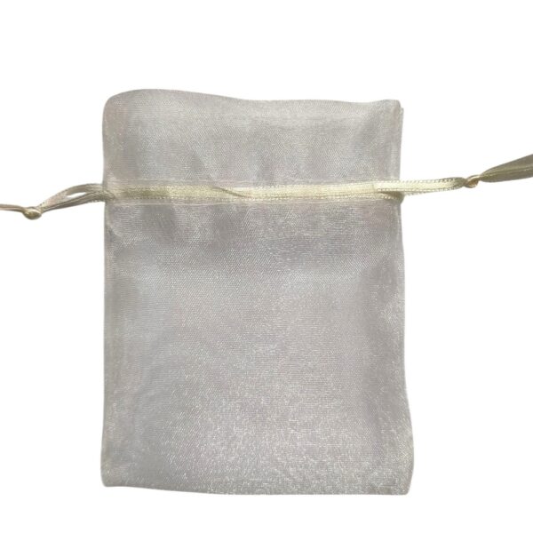 100 Sacos de Organza 08X10cm Branco fita Marfim