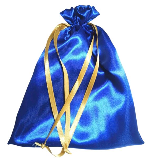 180 Sacos em Cetim Azul Royal 20x35cm Fita Dourada 