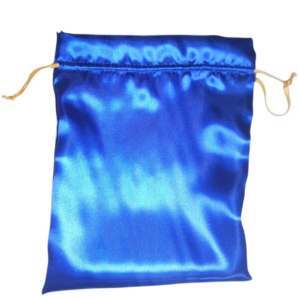 180 Sacos em Cetim Azul Royal 20x35cm Fita Dourada -001