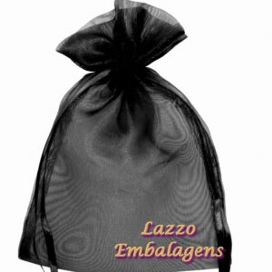 100 Sacos de Organza Cristal Preta 17x25cm + Boca
