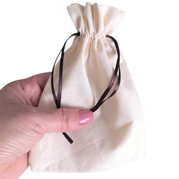 10 Sacos de Algodão 10x15cm Fita Marrom-006