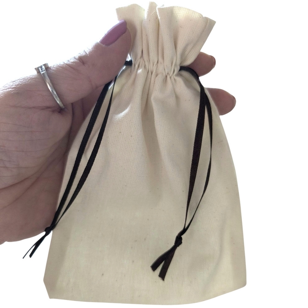 Lazzo Embalagens 10 Sacos De Algodão 10X15Cm Fita Marrom-008