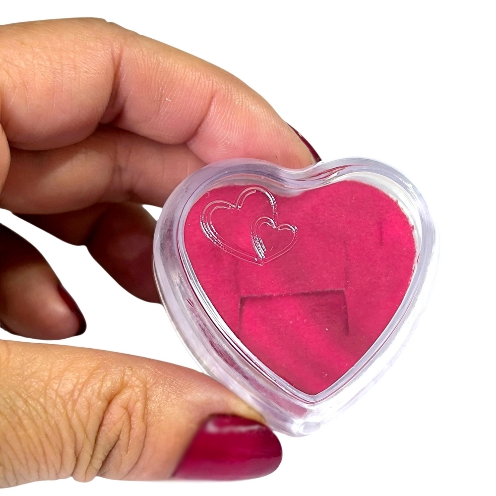 25 Embalagem Coração Acrilico Cristal com Vermelho-001