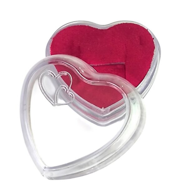25 Embalagem Coração Acrilico Cristal com Vermelho-002