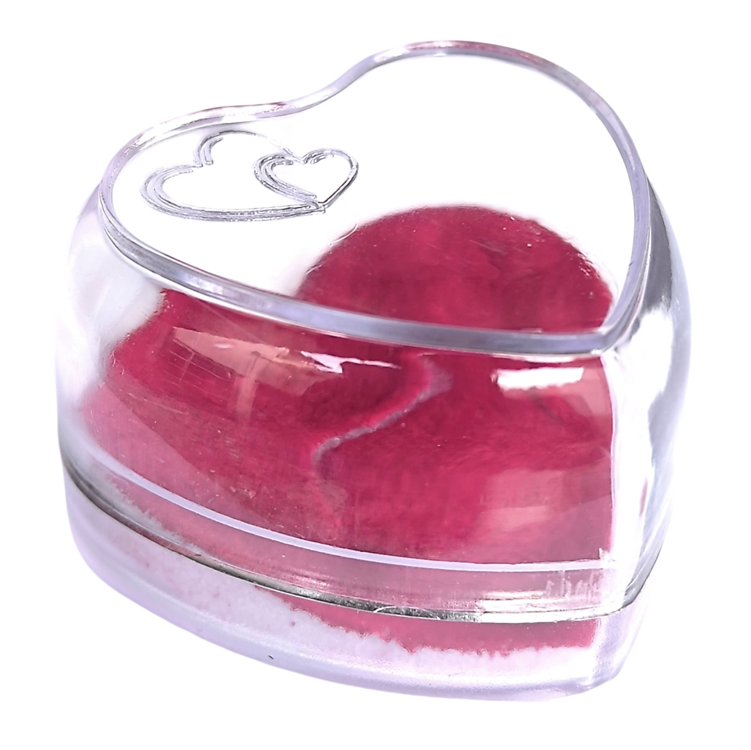 25 Embalagem Coração Acrilico Cristal com Vermelho-005