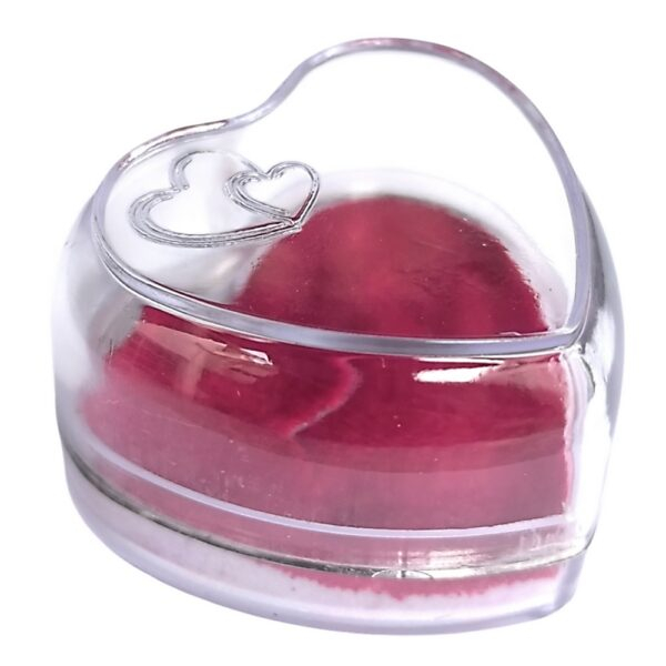 25 Embalagem Coração Acrilico Cristal com Vermelho-007