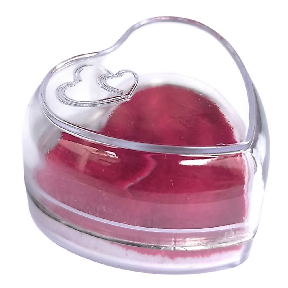 25 Embalagem Coração Acrilico Cristal com Vermelho-007
