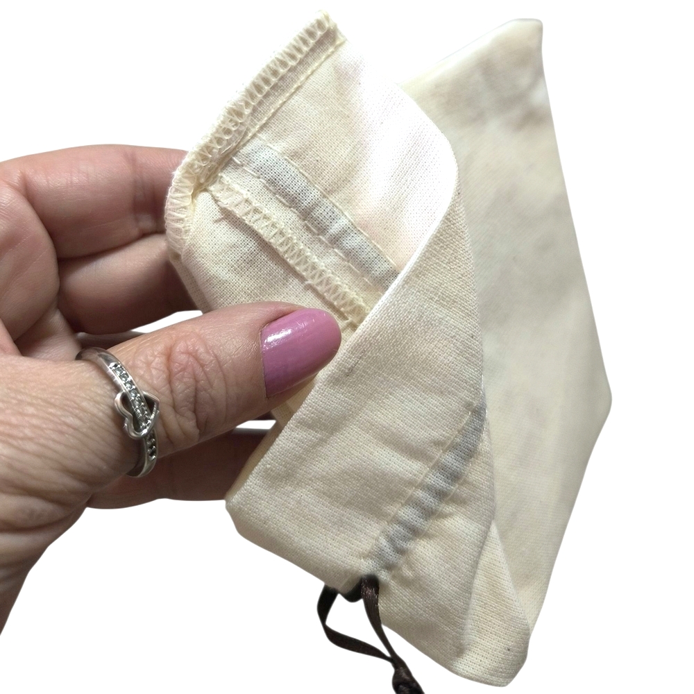 10 Sacos de Algodão 10x15cm Fita Marrom-005