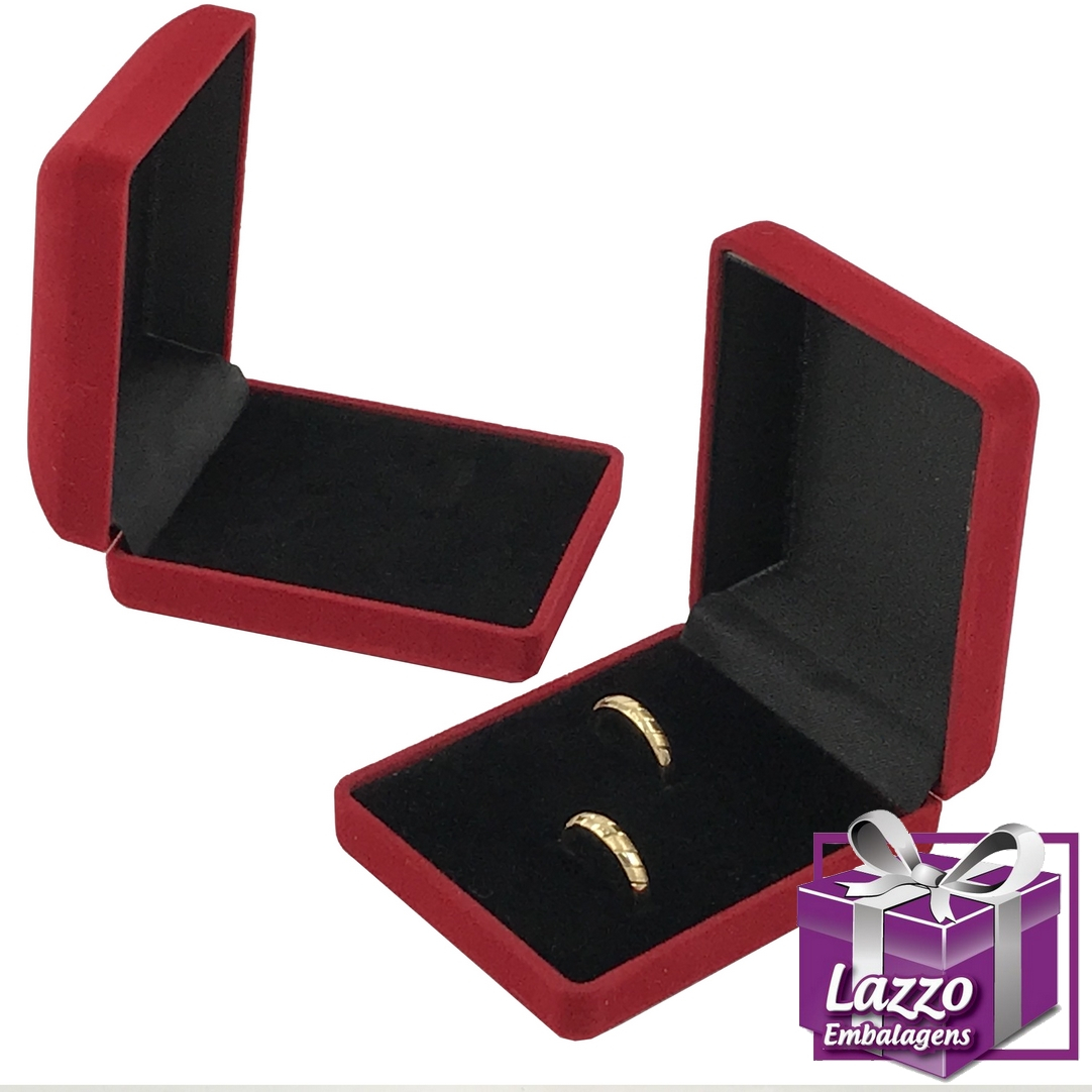 10 Estojo de Veludo Vermelha 6x7cm 2 Cortes